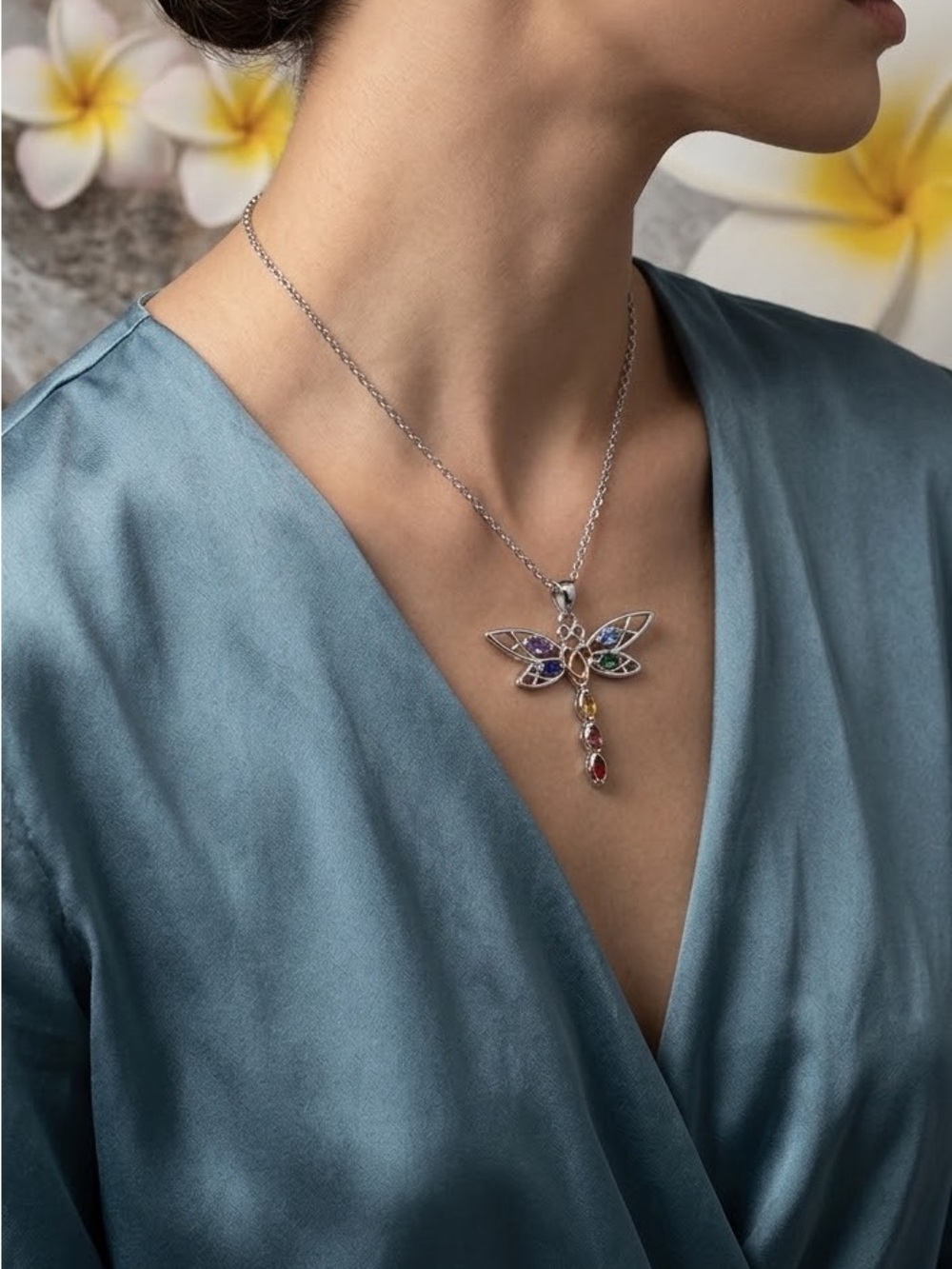 NEW womenโs Colorful Dragonfly Necklace